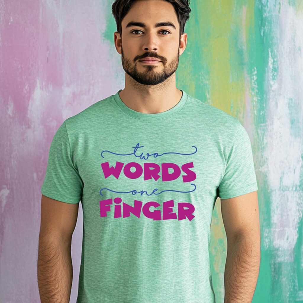 Two Words, One Finger Purple Design - Image 2