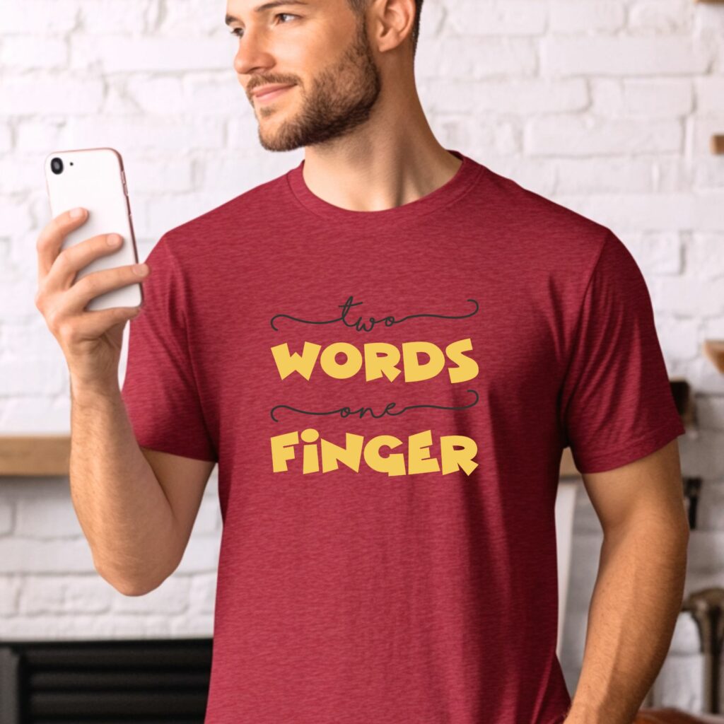 Two Words, One Finger Yellow Design