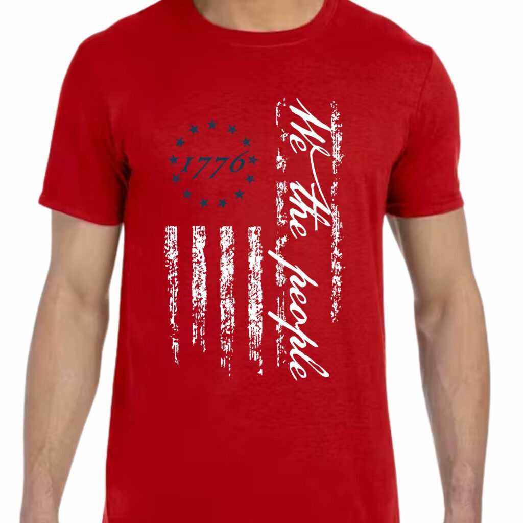 Red 1776 We The People Distressed Flag Tee