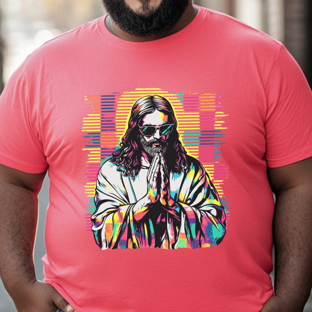 Jesus Christ Superstar Inspired: Tie-Die Colored Praying Jesus