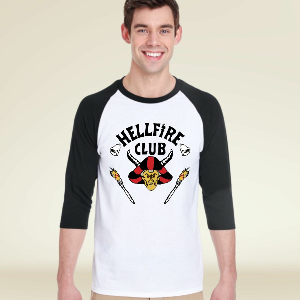 Hunchback Inspired: Custom Hellfire Club 3/4 Sleeve Raglan - Image 2